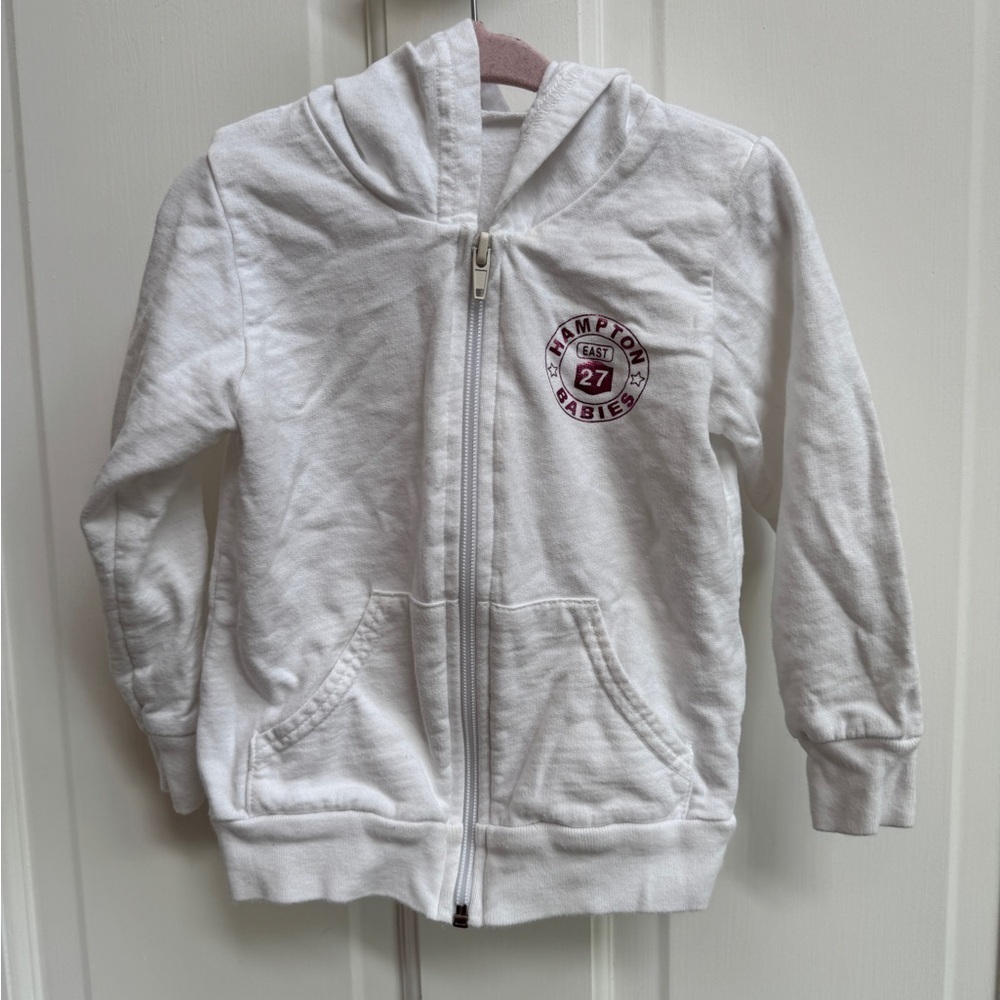 American Apparel 2T Girls Magic Happens in the Hamptons White Zip-Up Hoodie